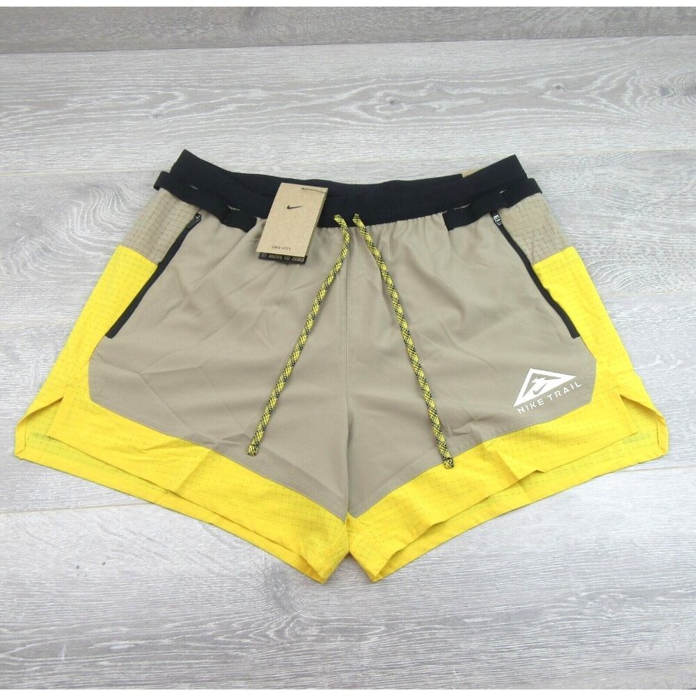 Nike Flex Stride Trail Running Shorts Mens Sz Medium Yellow Khaki NEW - Picture 2 of 15